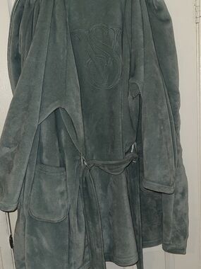 Victoria's Secret Plush Tie-Waist Robe Jacket - Slate Gray